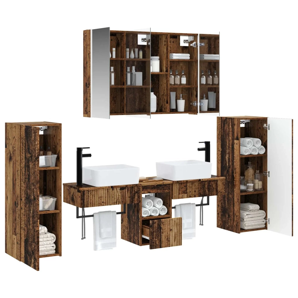 Set di mobili per il bagno 6 pcs Legno antico 3407141