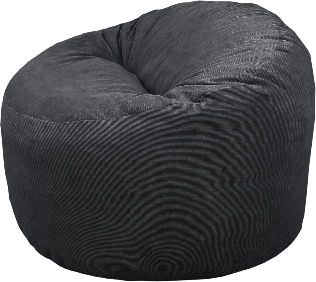 Pouf Poltrona Sacco in Velluto a Coste - Morbido e Confortevole - Imbottitura in Schiuma, Ottimo Supporto per la Schiena - Pouf Divano Gigante (100 cm, Blu)