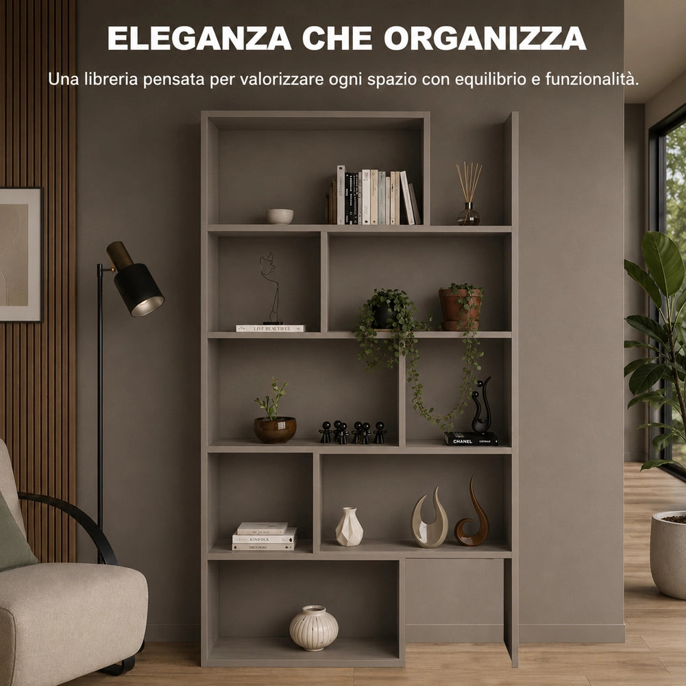 Libreria Modulare Apribile Legno Moka Scaffale per Libri Componibile 72x22x200cm