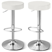 Set di 2 sgabelli da bar senza schienale 39 x 39 x 63,5-84 cm similpelle bianca seduta girevole imbottita 20_0012551