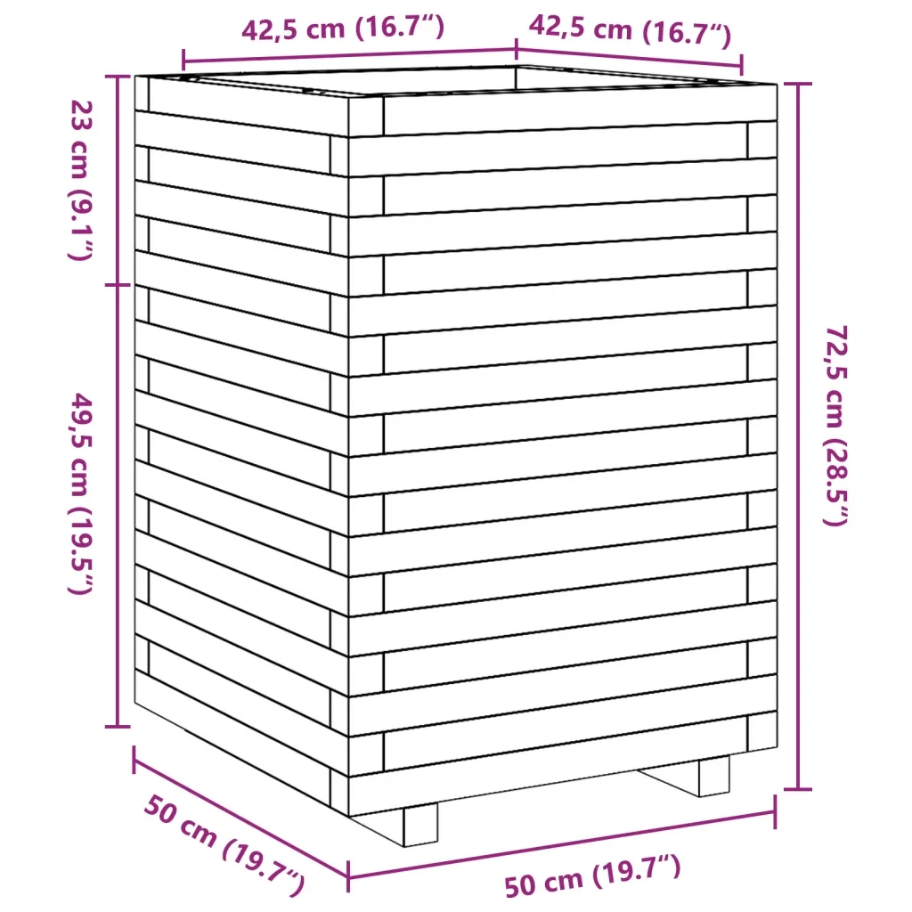 Fioriera da Giardino 50x50x72,5 cm in Legno Massello di Douglas 3282577