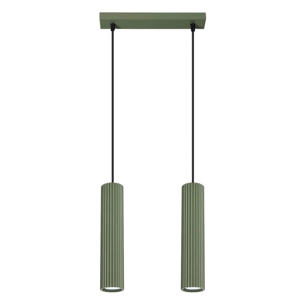 Lampada a sospensione GRAVIO barra verde oliva nera 2xGU10