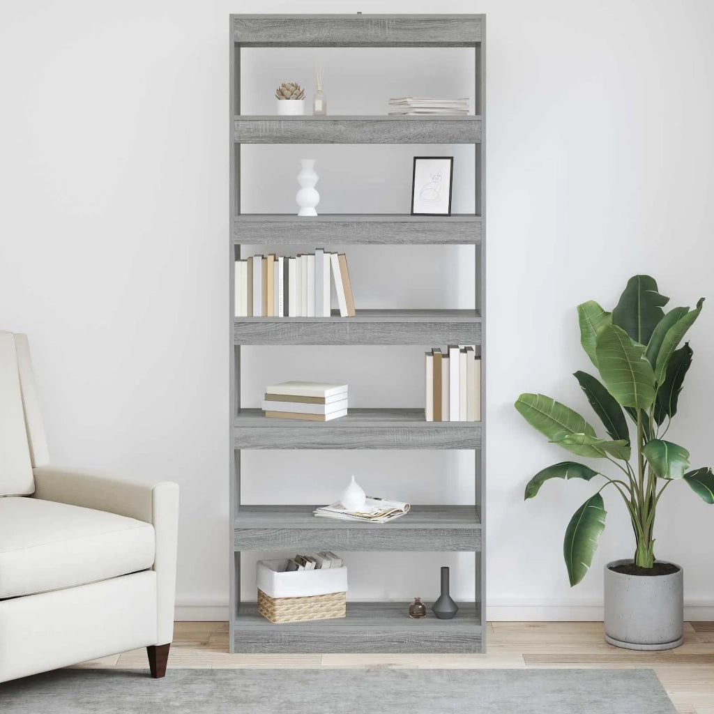 Armadio per Libri 6 livelli 80 x 30 x 198 cm Grigio Sonoma 3388356