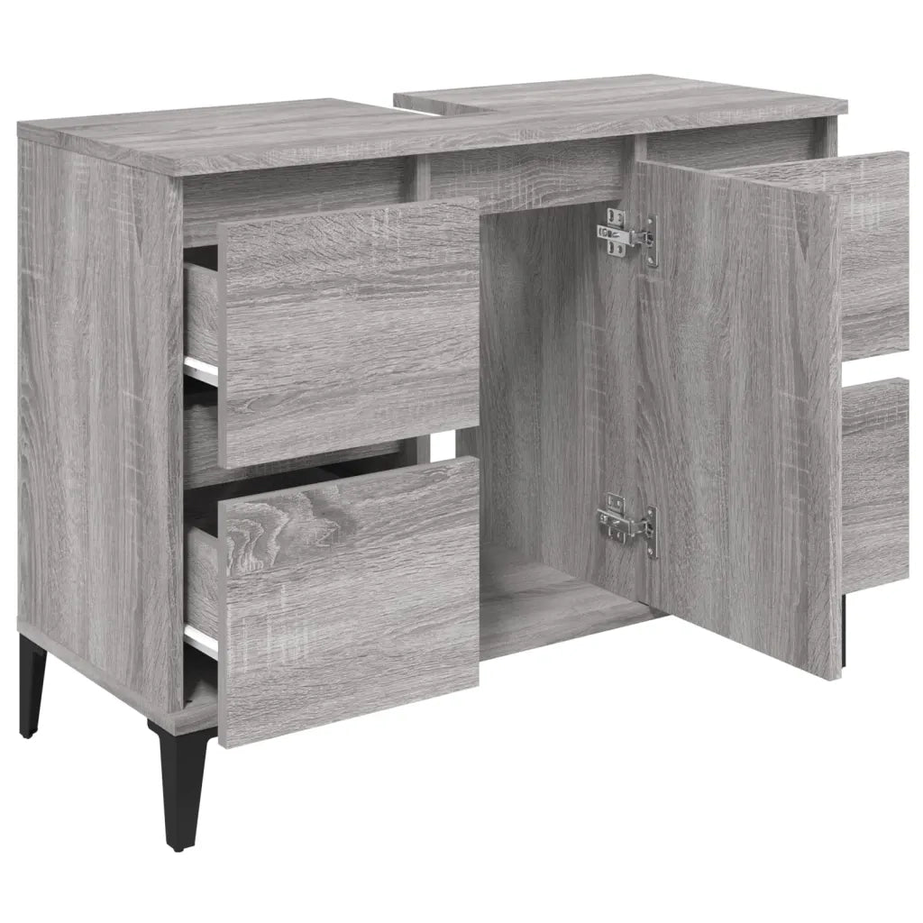 Mobile Lavabo-Armadietto da bagno Grigio Sonoma 80x33x60 cm in Legno Multistrato