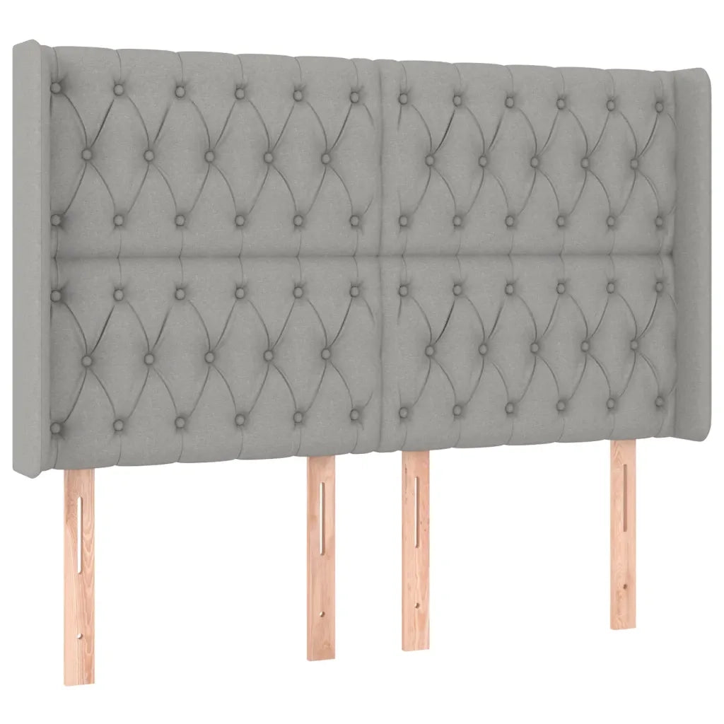 Testiera a LED-Testata con LED Grigio Chiaro 163x16x118/128 cm in Tessuto 265482