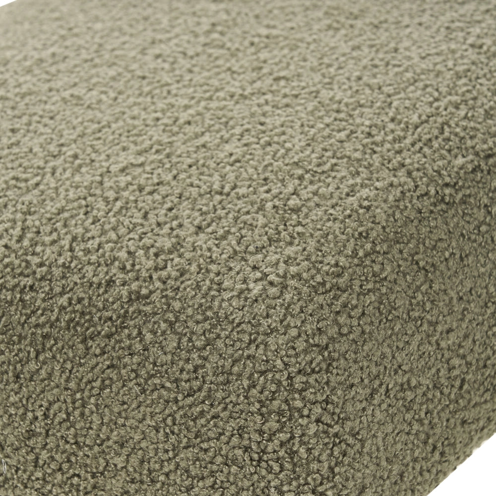Divano a 2 posti Rivestimento in bouclé verde e marrone scuro Design retrò Gambe in legno Soggiorno
