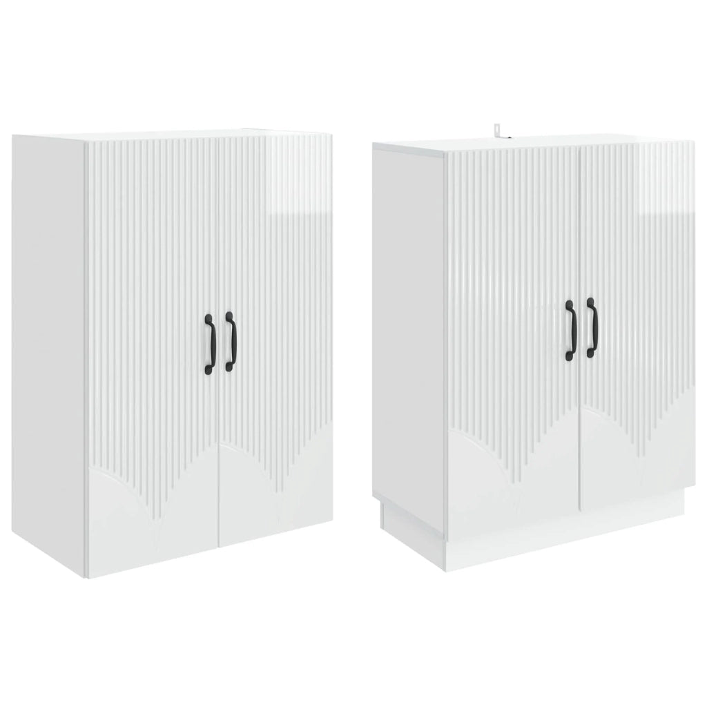 Set di armadi 2 pz Bianco Lucido Legno ingegnerizzato 3416785