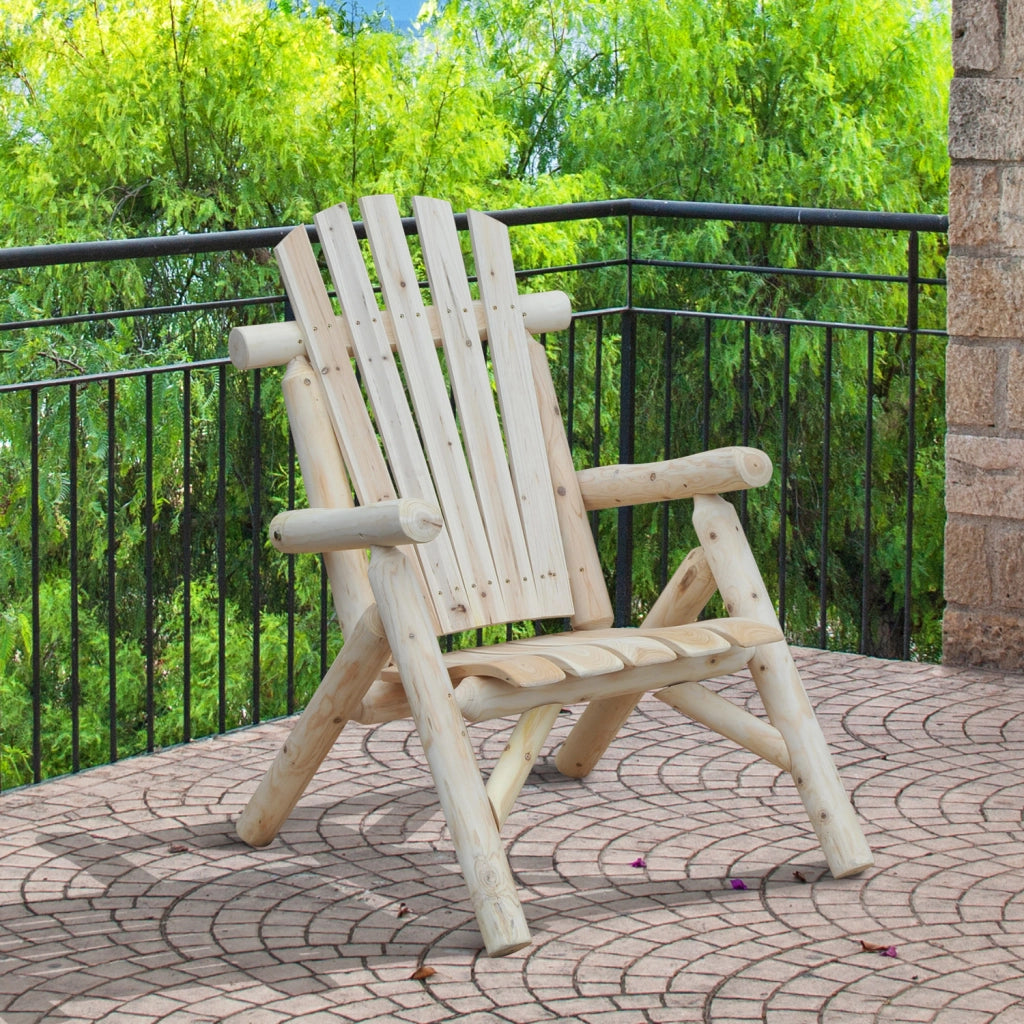 Sedia da giardino Adirondack in legno massello con schienale alto e braccioli ¨C Xylo ¨C 83x68x101 cm naturale