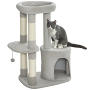 Albero per gatti con tiragraffi, piattaforma e palla ¨C zephmum ¨C grigio chiaro 60x45x90 cm