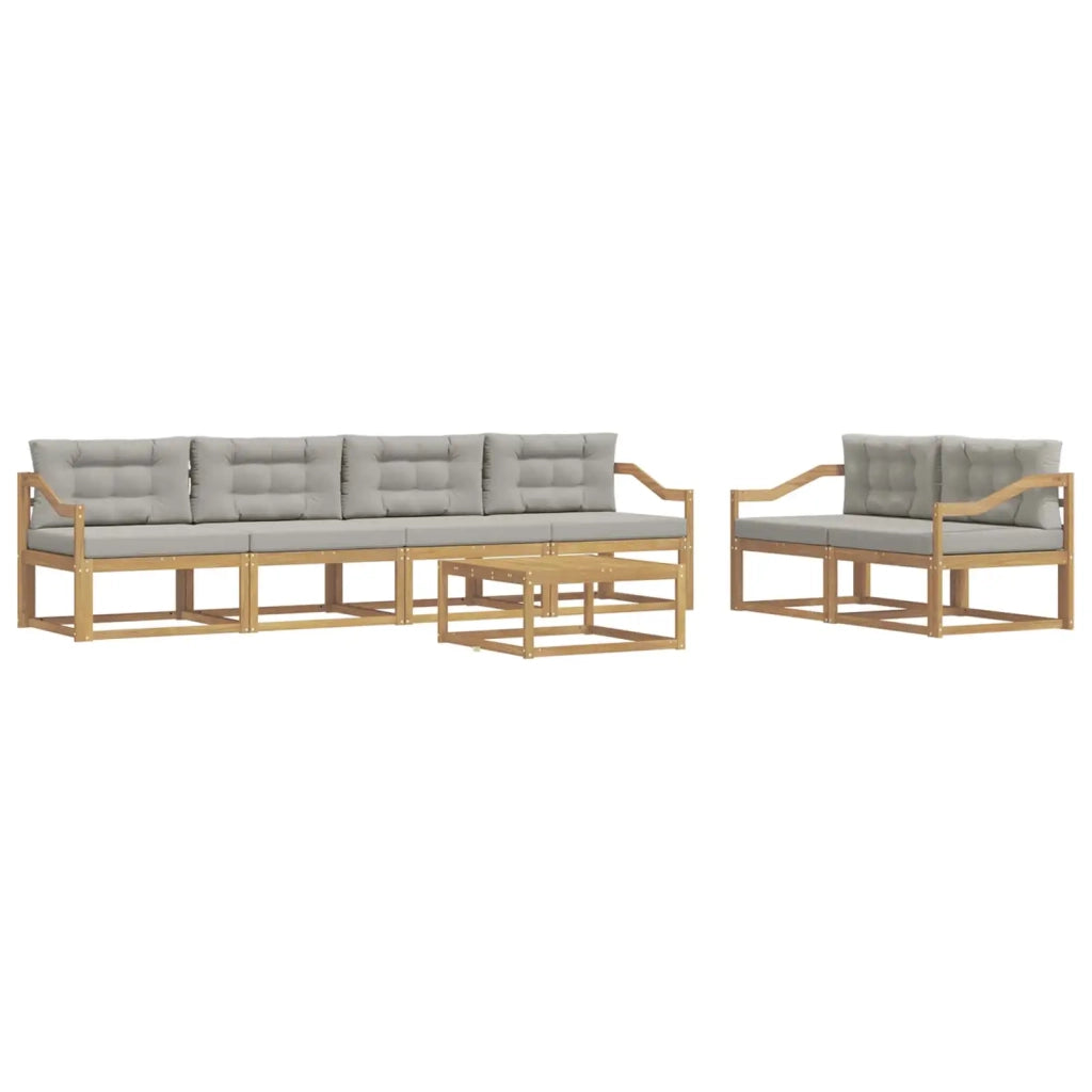 Set di divani da esterno 6 pcs Bianco e Grigio Chiaro