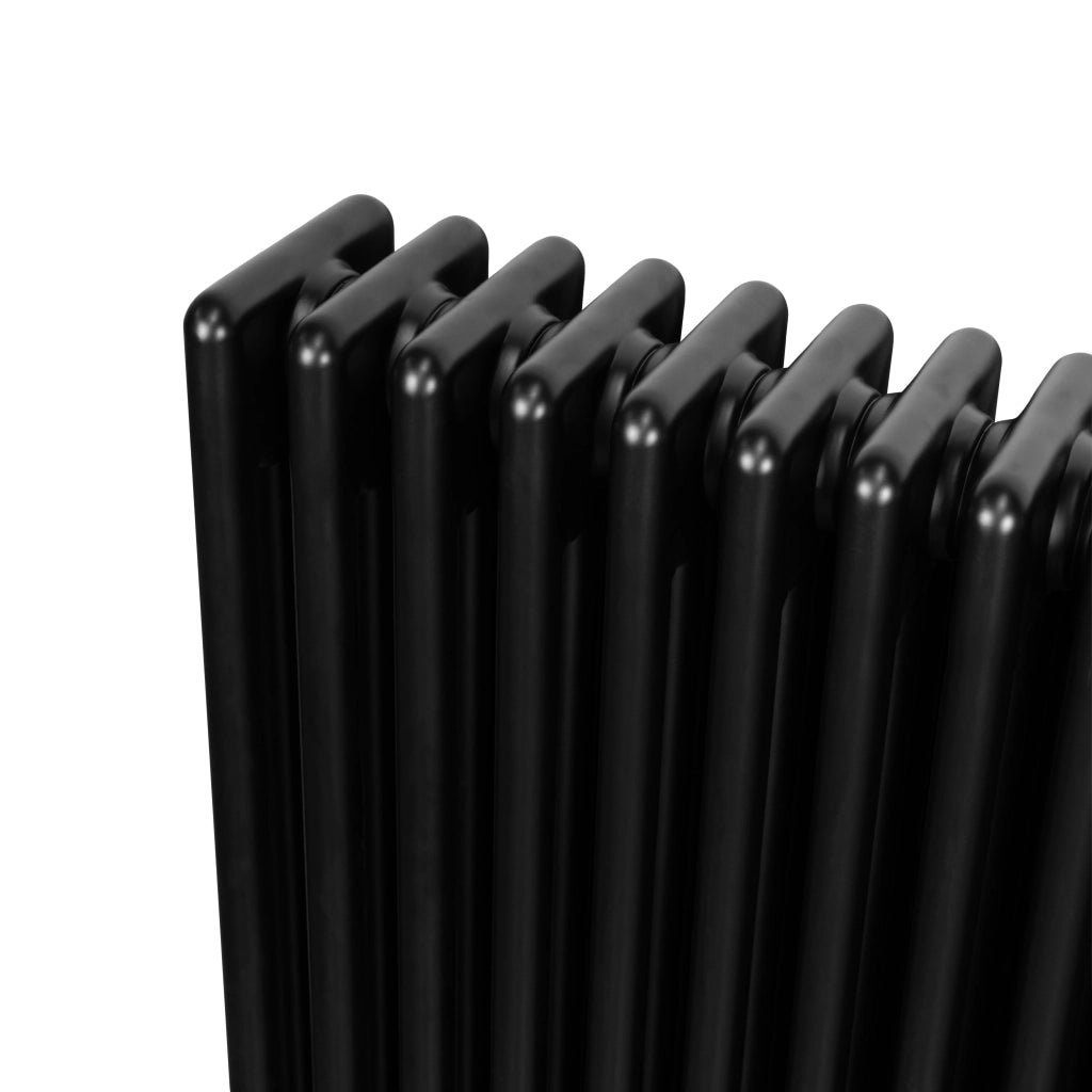Radiatore Tradizionale 4 Colonne Orizzontale Nero & Valvole 300 x 1505 mm