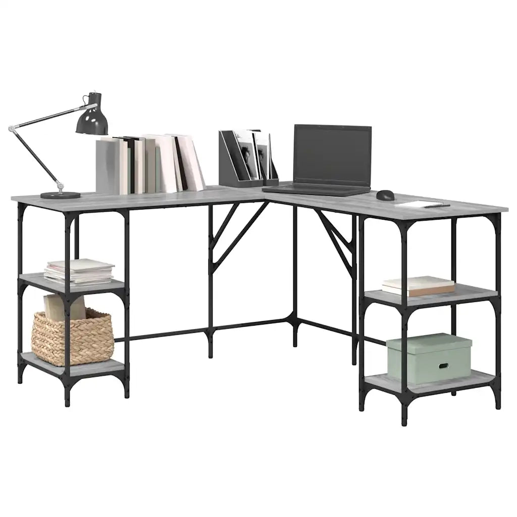 Scrivania Grigio Sonoma 139x139x75 cm in Legno Multistrato