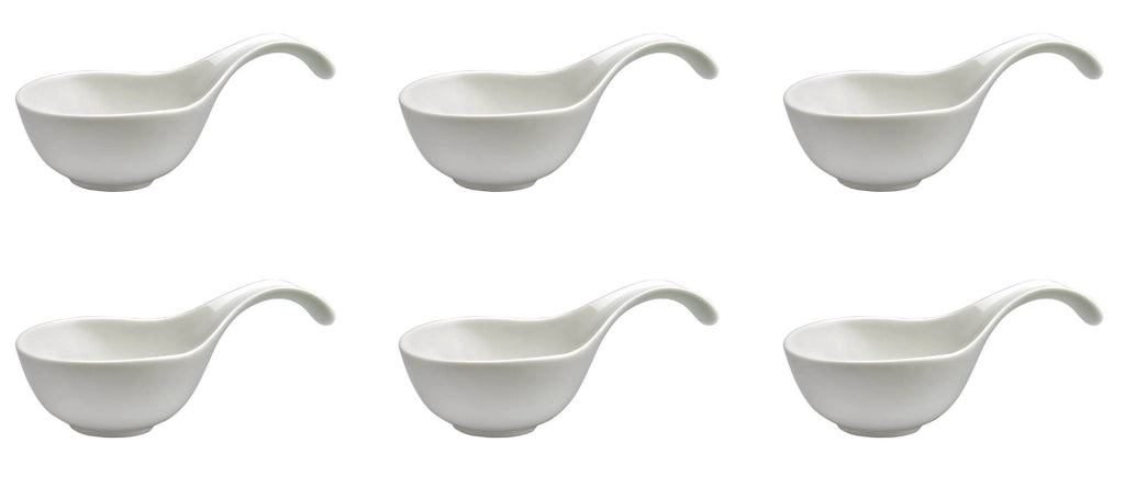 Set 6 Coppette Aperitivo con Manico 17,5x9,5x8,5 cm in Porcellana Allluminica Kaleidos Aluxina Bianche