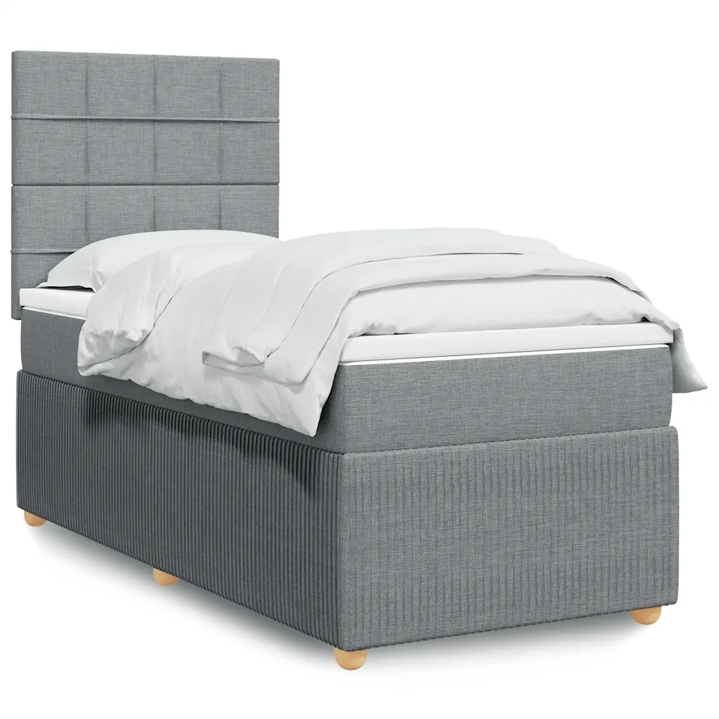 Giroletto a Molle con Materasso Grigio Chiaro 80x200 cm Tessuto