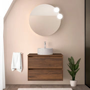 Mobile bagno sospeso 80 cm noce maya con top per lavabo da appoggio Gaya