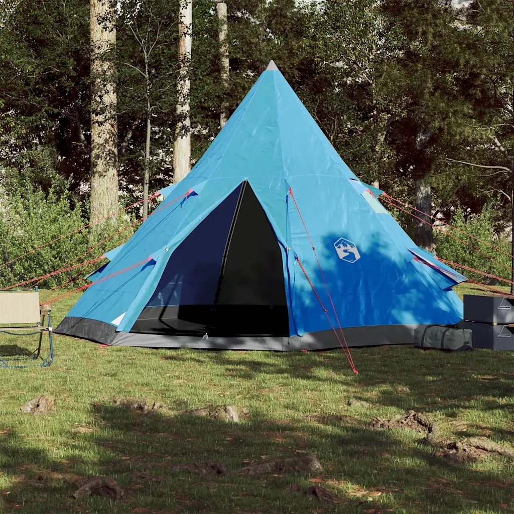Tenda da Campeggio Tipi per 4 Persone-Tenda per Famiglie Blu Impermeabile