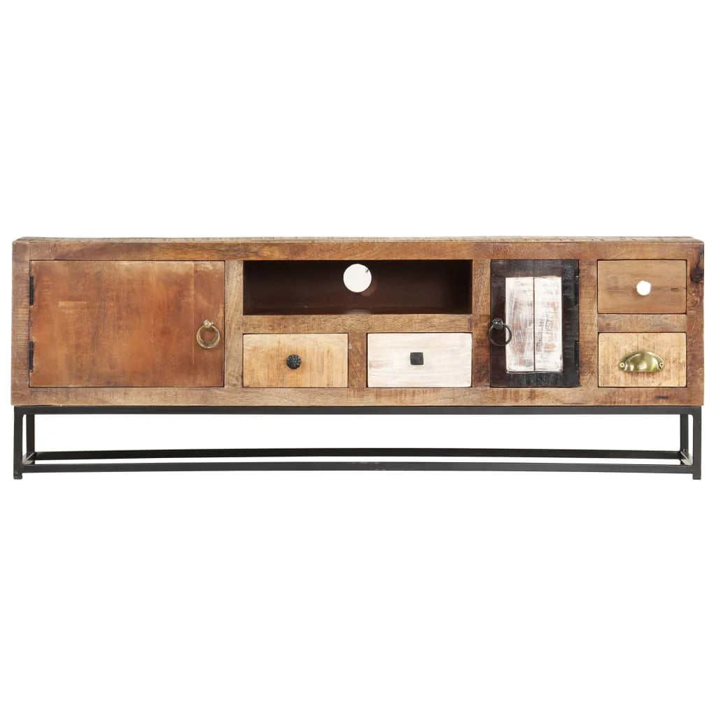 Mobile TV multimediale scaffale TV mobile TV sala da pranzo soggiorno camera da letto 120 x 30 x 40 cm legno massello di recupero marrone 02_0025824