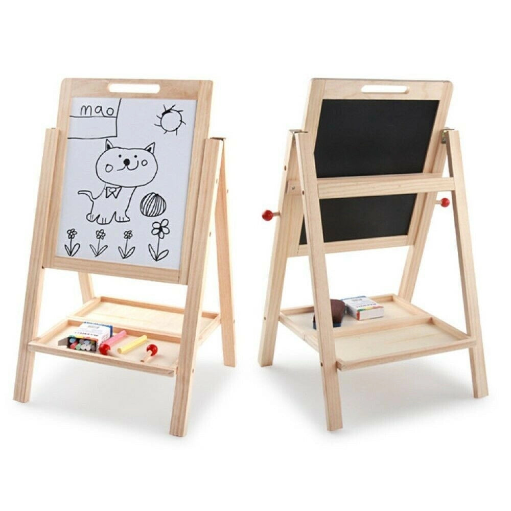 Trade Shop - Lavagna 2 Lati In Legno Per Bambini Cavalletto Pittore Gessetti Pennarelli Scuola -