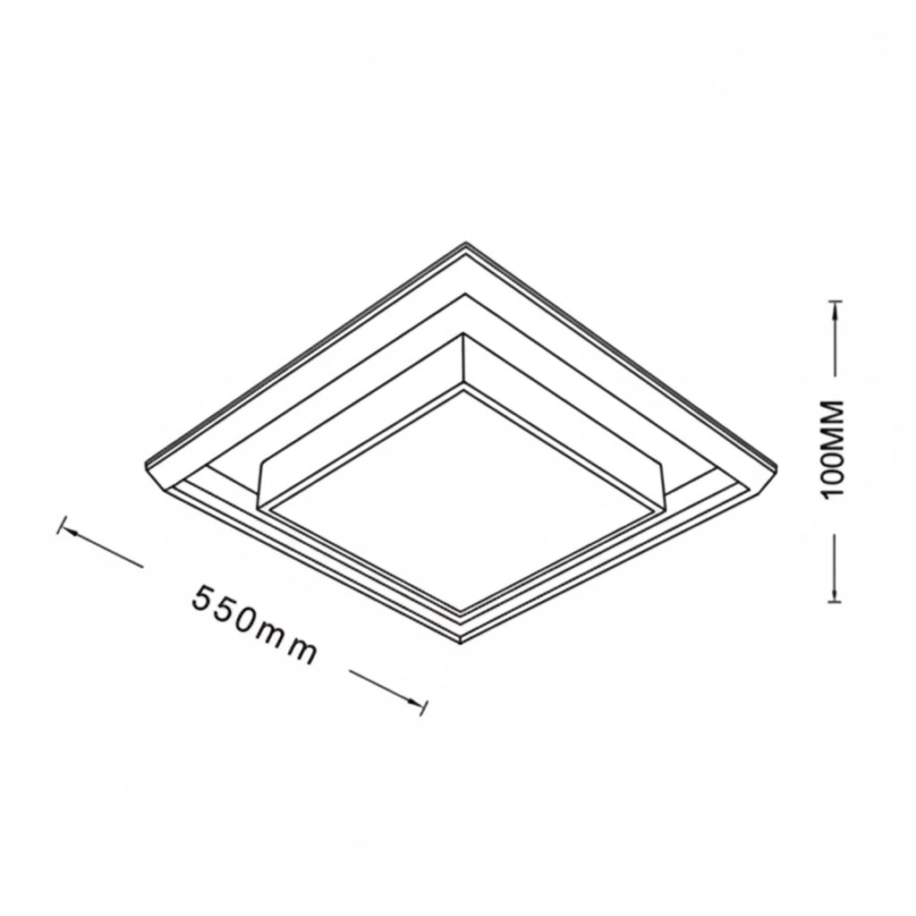 Plafoniera Geometrica LED 48W CCT Bluetooth Dimmerabile Quadrata Cornice Dorata Luce Salotto Ufficio Cucina Telecomando