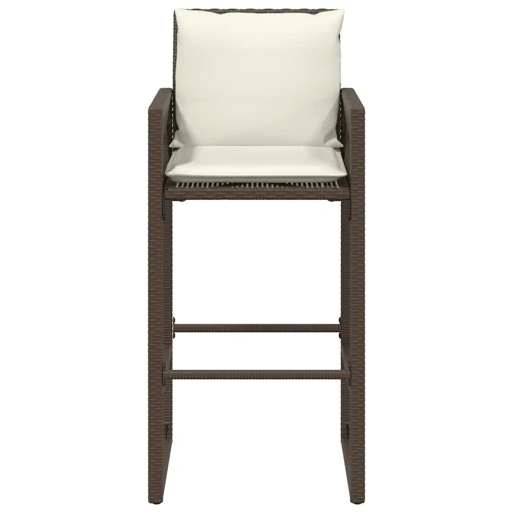 Sgabelli da Bar con Cuscini 2 pz Marroni in Polyrattan
