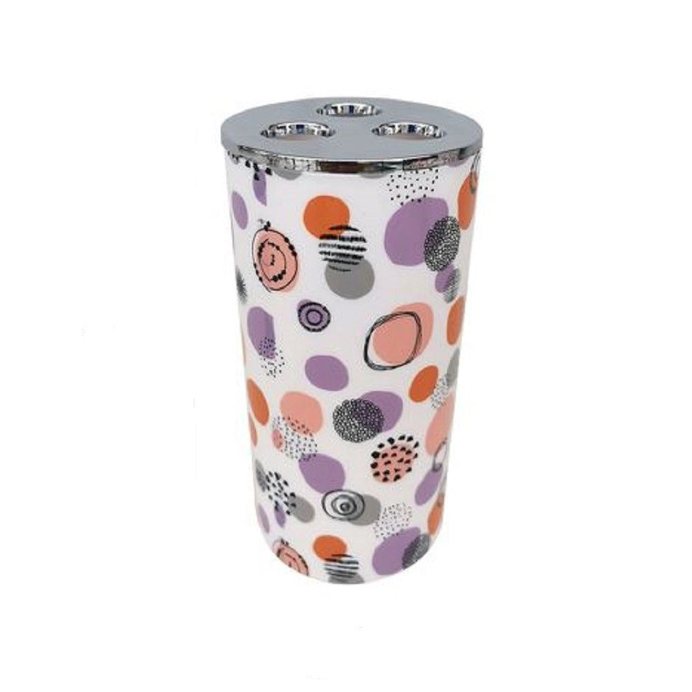 Trade Shop - Bicchiere Porta Spazzolini 3 Fori Sfere Astratte Accessorio Arredo Bagno 87083 -