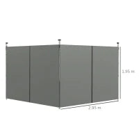 Set 2 Pareti Gazebo 3x3 e 3x6 m in Tessuto Oxford con Porte a Cerniera, 295x195 cm, Grigio Scuro