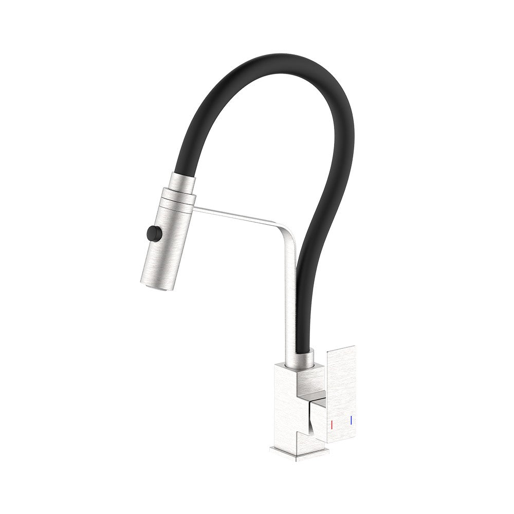 Miscelatore lavello bocca alta estraibile a 2 funzioni in acciaio - Serie Portland