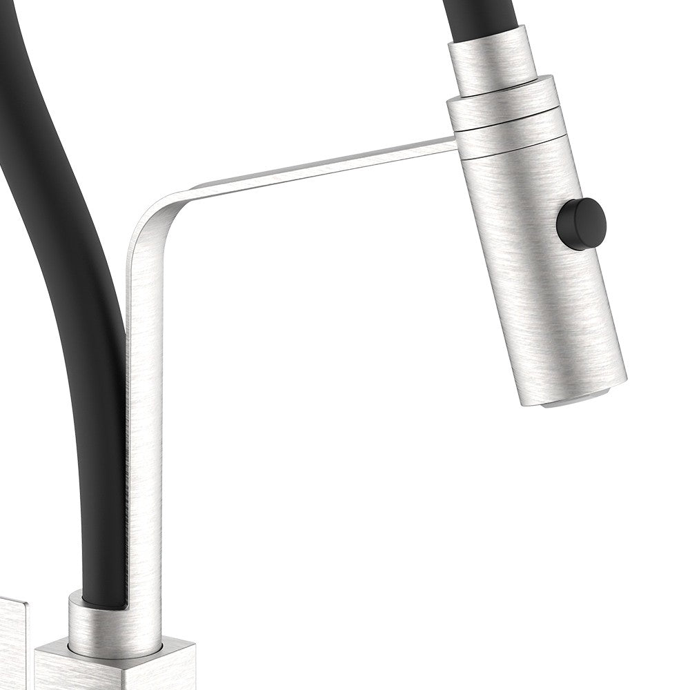 Miscelatore lavello bocca alta estraibile a 2 funzioni in acciaio - Serie Portland