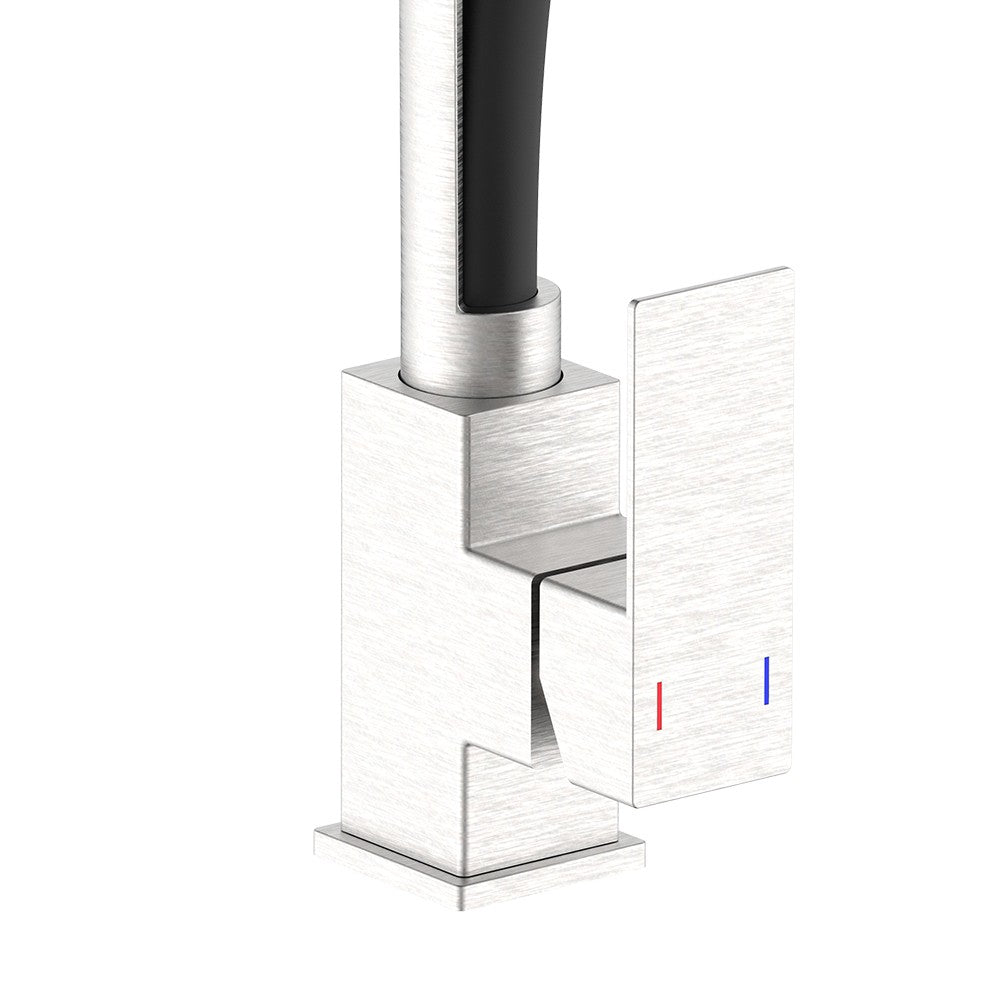 Miscelatore lavello bocca alta estraibile a 2 funzioni in acciaio - Serie Portland