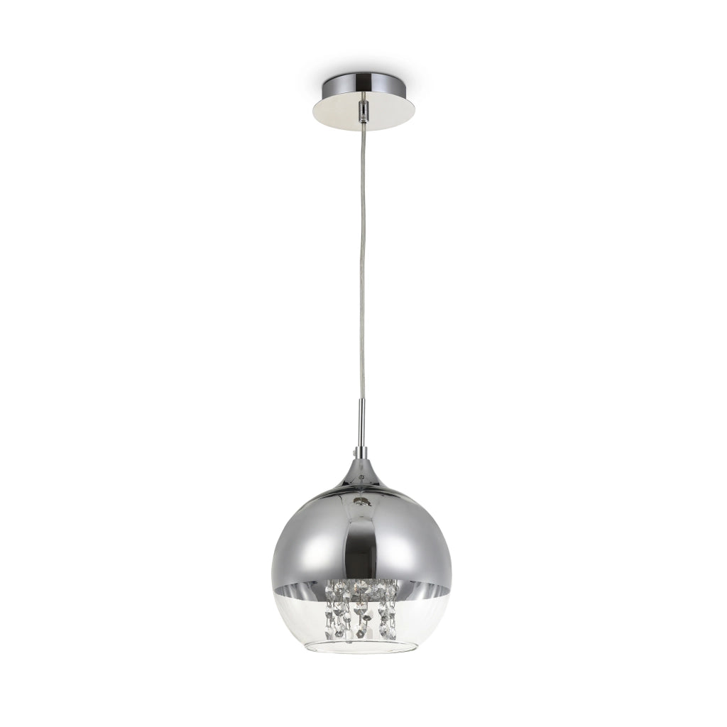 Maytoni Lampadario moderno Fermi 1 luce E27 nichel metallo diffusore vetro trasparente