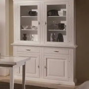 Credenza cristalliera in legno Shabby chic 2 ante 2 cassetti mod infinitybianco opaco