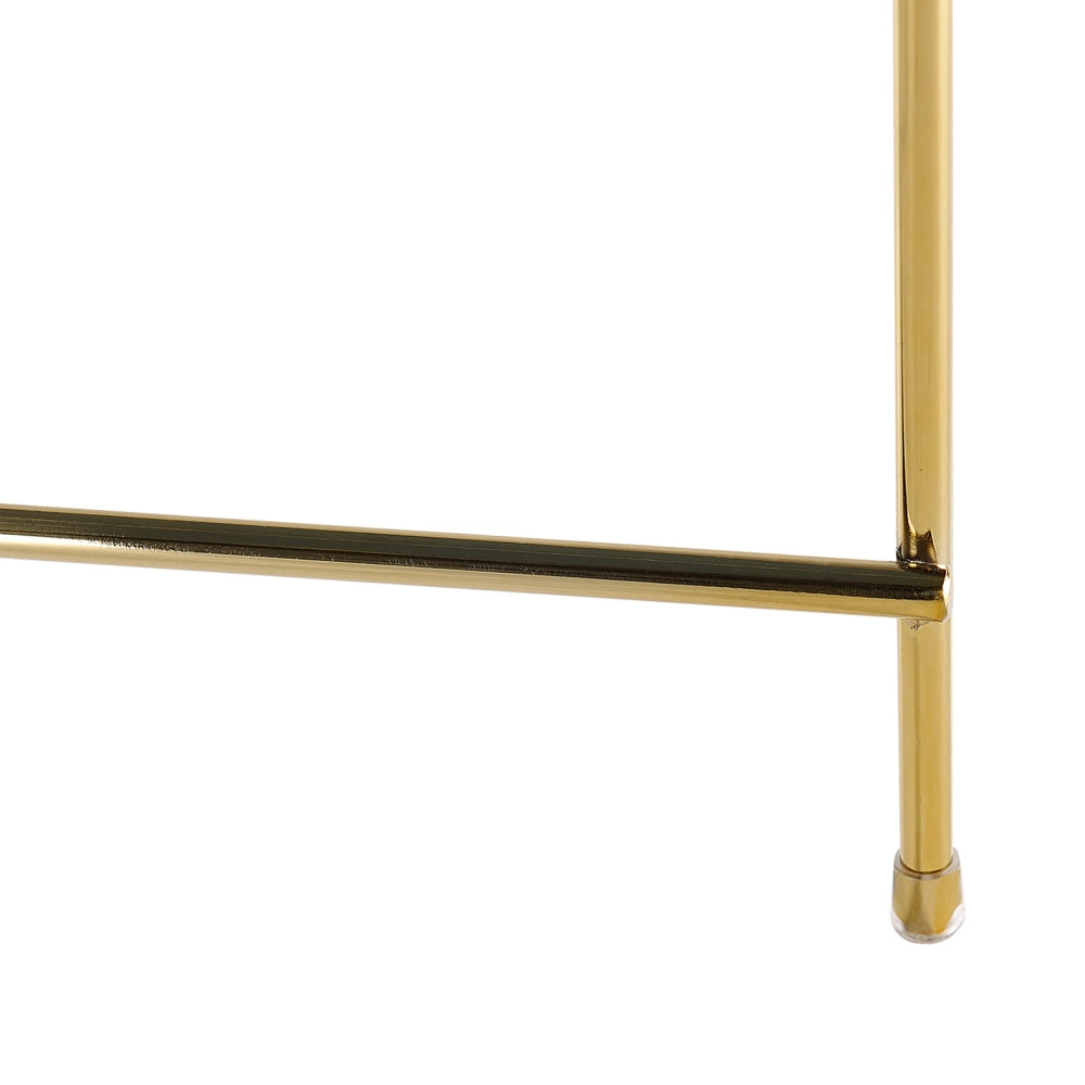 Tavolino Piano In Vetro Temperato Marrone Dorato Gambe In Metallo dorato Rotondo Glam Lucido