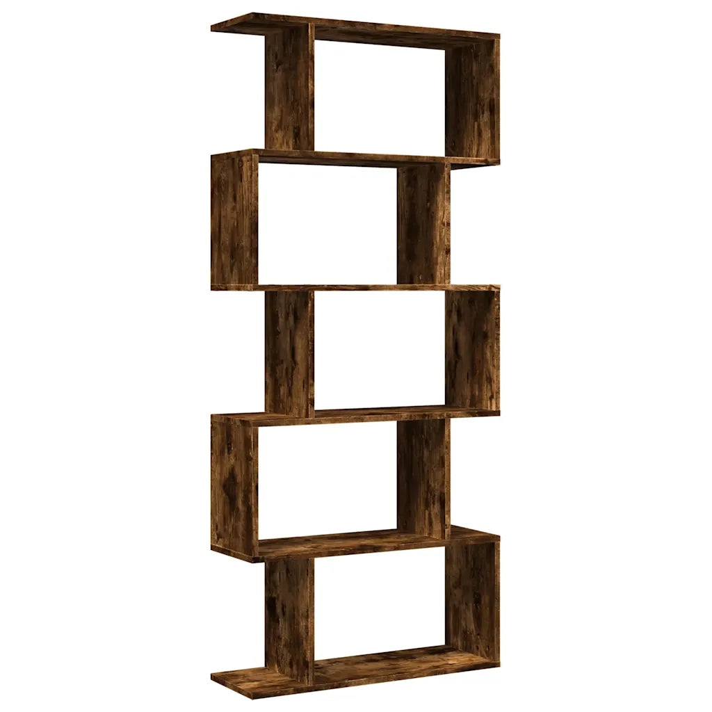 Libreria 5 Ripiani-Scaffale per Libri-Mobile di Stoccaggio Rovere Fumo 70x24x161 cm in Truciolato