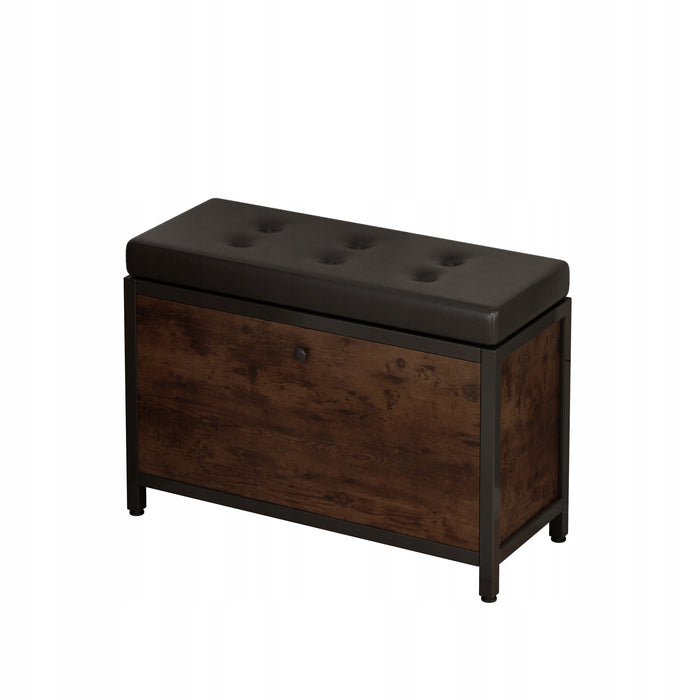 Armadio per scarpe con seduta, capiente, ripostiglio apribile, ripiano in legno, stile retrò