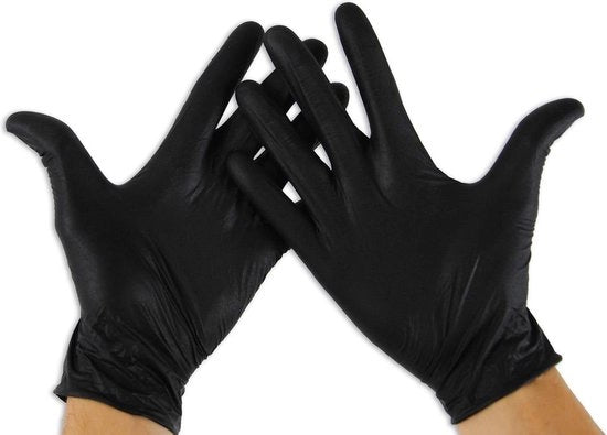 Manici di gomma nitrile L (x10 Pacchi da 100 unità) - Manici di gomma monouso Nero - Latex libero - 100 pezzi