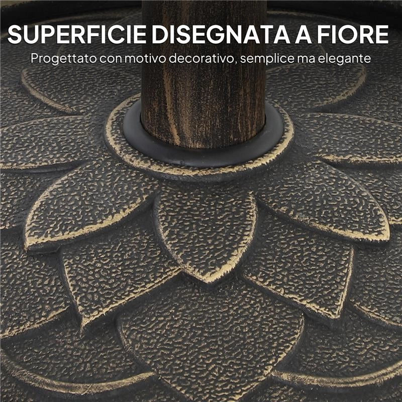 BASE PER OMBRELLONE DA 12 KG CON MANOVELLA INTEGRATA IN RESINA METALLO E CEMENTO 46X34 CM BRONZO