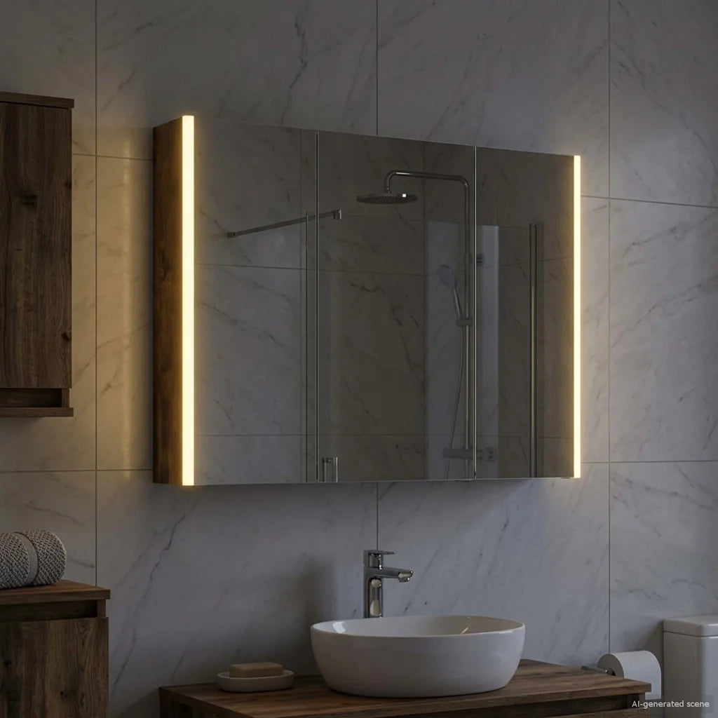 Mobiletto per specchio da bagno Rovere fumé