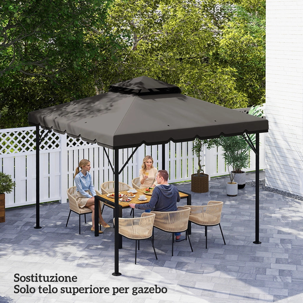 Copertura per Gazebo ¨C zephmum ¨C Grigio Chiaro e Scuro, 3x3 m