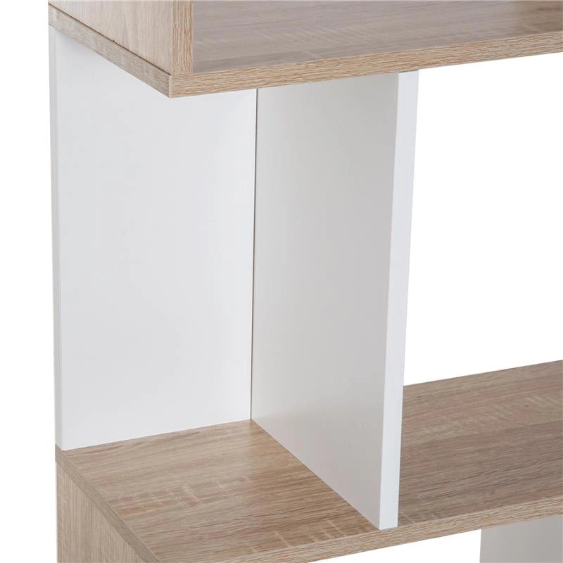 LIBRERIA DI DESIGN MODERNO 4 RIPIANI LEGNO NATURALE E BIANCO, 60X24X148CM