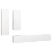 Set di Mobili Porta TV 4 pz | Armadietto TV | Mobile Porta TV Bianco in Legno Multistrato