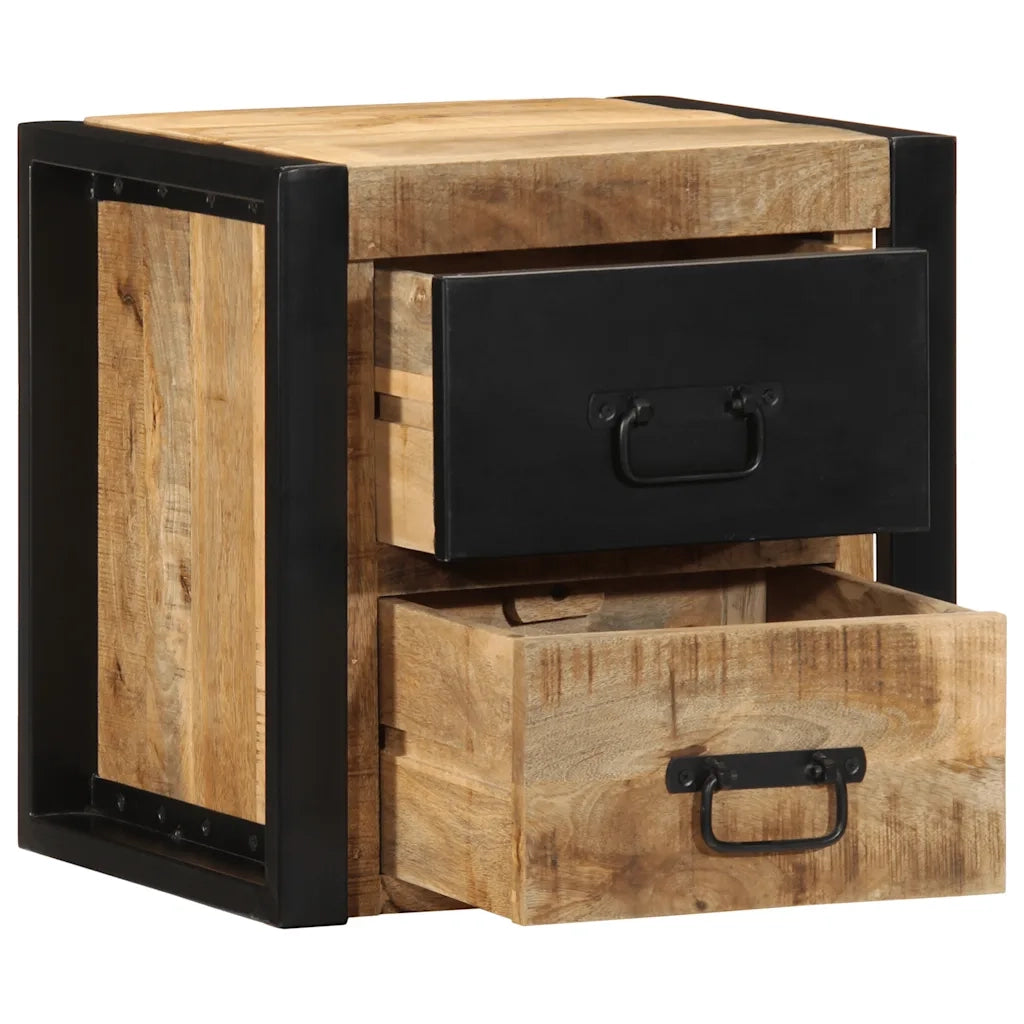 Comodini 2 pz 40x35x40 cm in Legno Massello di Mango Grezzo 4015955