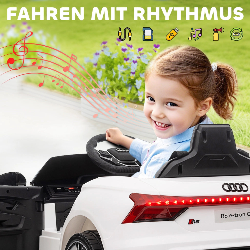 Auto elettrica per bambini con cinture di sicurezza telecomando e luci ¨C Minimal ¨C bianco 103x58x41cm