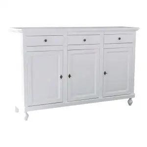 Credenza base napoletana in legno Shabby chic 3 ante bianca pomelli bronzo