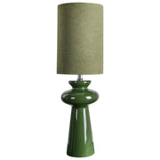 Lampada da comodino moderna con paralume in tessuto finto scamosciato di forma irregolare e base in ceramica verde oliva Stile moderno Soggiorno Camera da letto