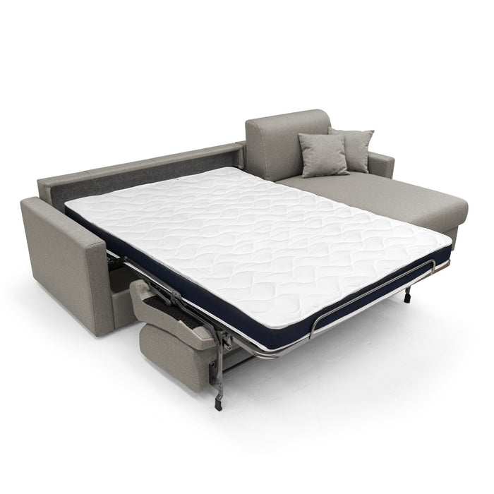 Chris Divano letto angolare 5 posti in tessuto impermeabile T13 268 cm Destro (mat 140x197) tortora