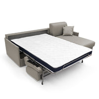 Evans Divano letto angolare con penisola in morbido tessuto impermeabile T13 252 cm Destro (mat. 140x197)  tortora