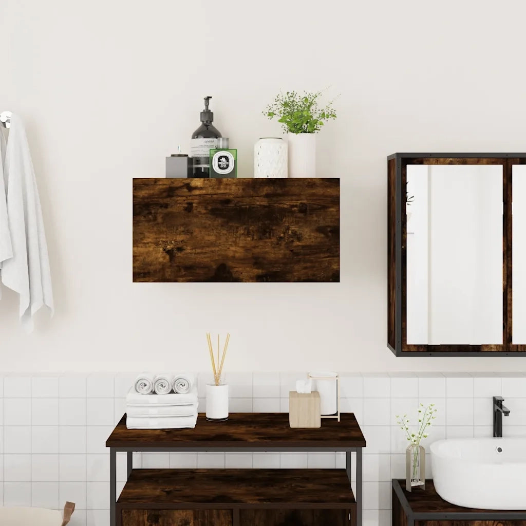 Armadietto Bagno | Armadio da bagno Rovere Fumo 60x25x30 cm in Legno Multistrato