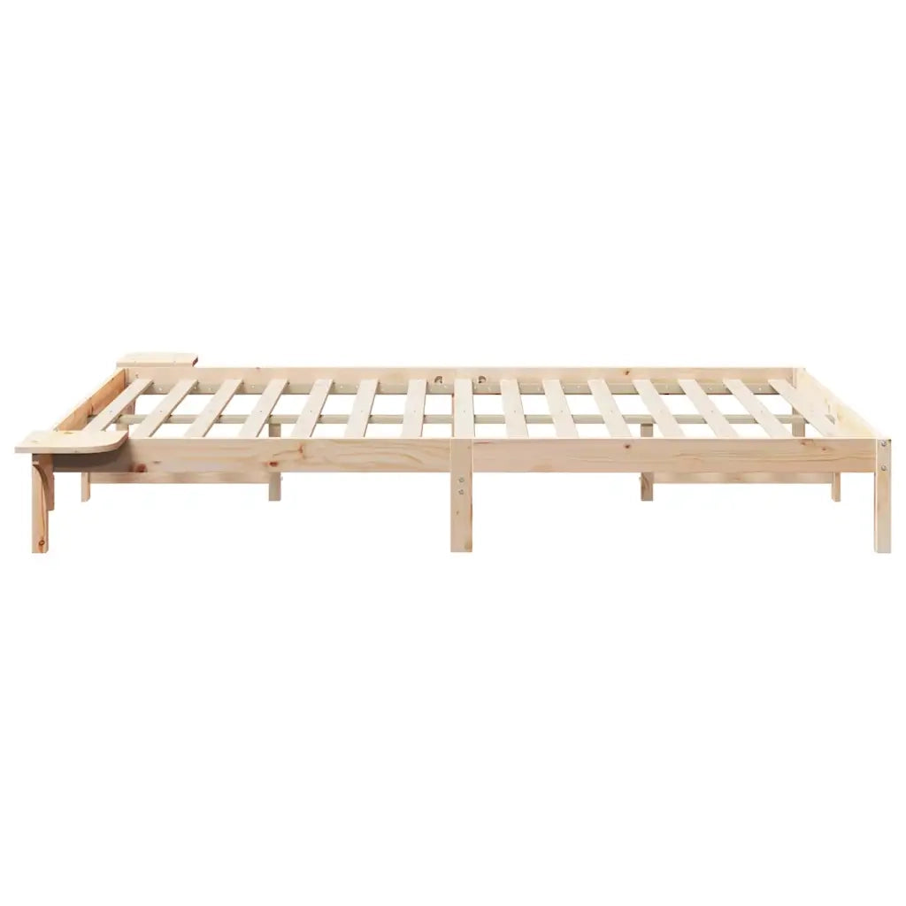 Letto con Tavolini Laterali Naturale 160 x 210 cm Pino massello 873229