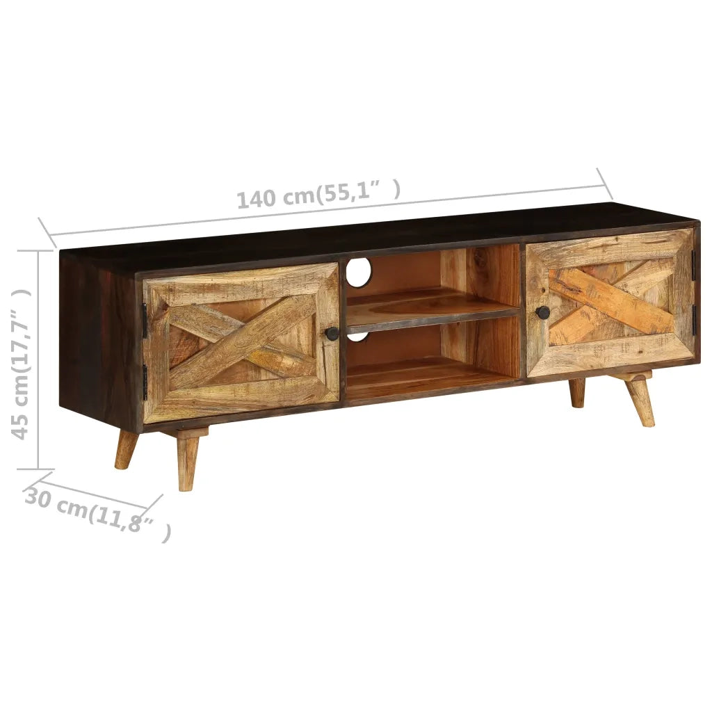 Mobile Porta TV in Legno Massello di Mango 140x30x45 cm 246162