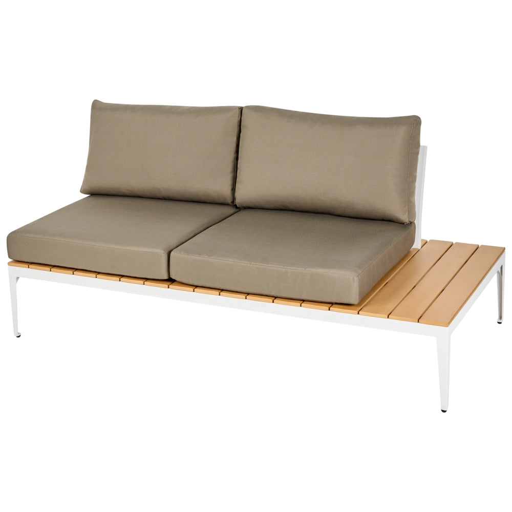 Set divano ad angolo da giardino cuscini grigi tavolo design a doghe set moderno da conversazione a 5 posti